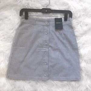 Button Down Pinstripe Mini Skirt XS/S NWT
